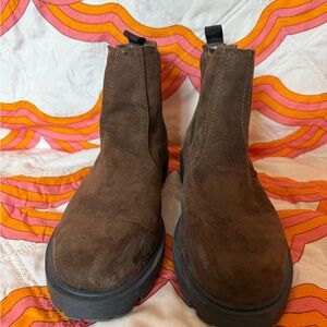 Nine West Brown Ankle Boots with Elastic Panels